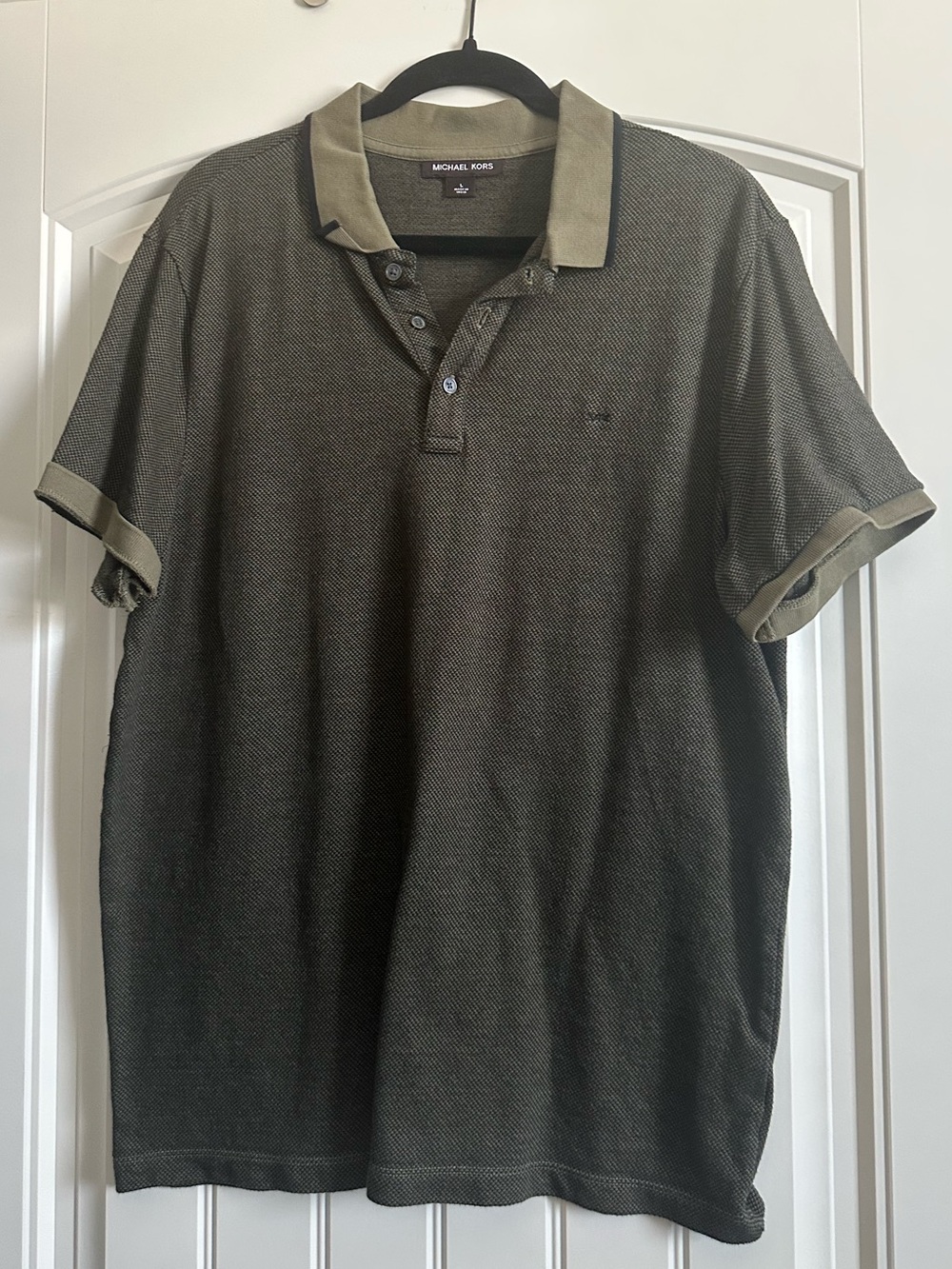 Michael Kors Men's Olive and Khaki Two-Tone Polo
